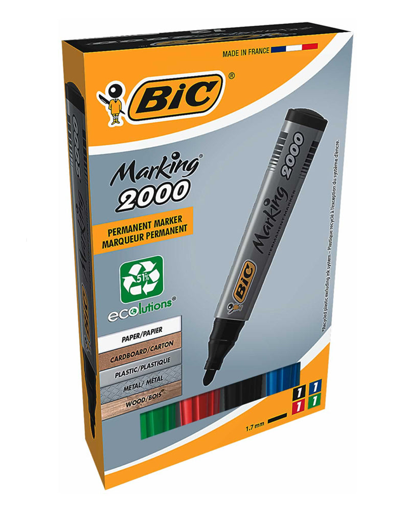 Boîte de 4 Marqueurs Permanents 2000 Bic