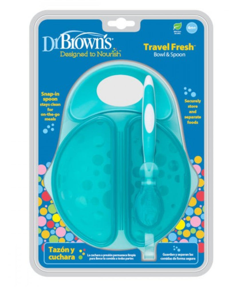 Dr. Brown's Bol et cuillère à couvercles Travel Fresh™ 4M+