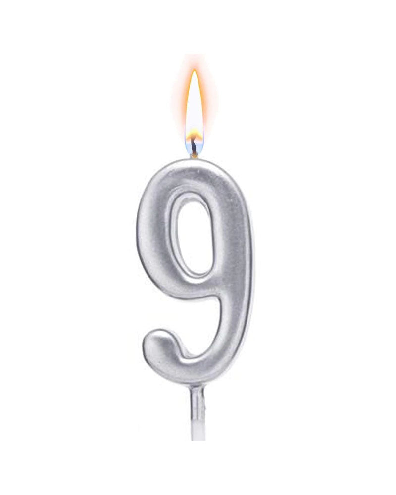 Bougie sous forme de chiffres 9 - Argenté