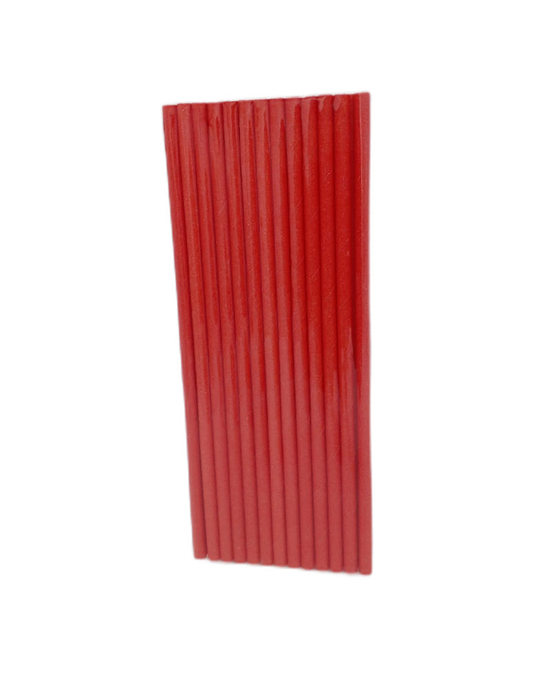 مجموعة من 25 ماصة ورقية يمكن التخلص منها - أحمر
