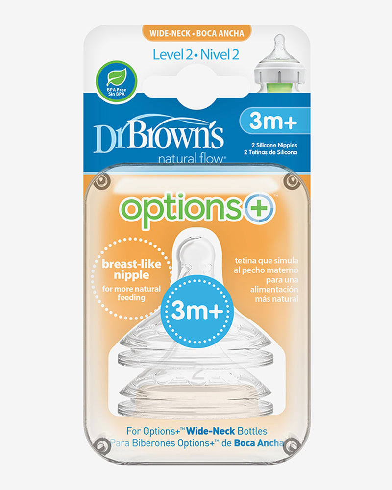 Dr. Brown's Pack of 2 Wide Neck Teats L2 3M+