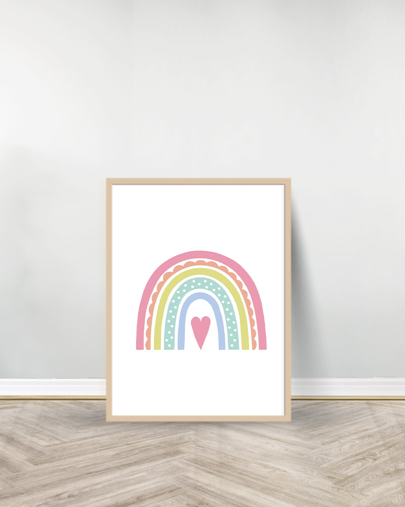 Set de 3 Cuadros Decorativos - Corazones | Arcoiris | Eres Magia - Madera