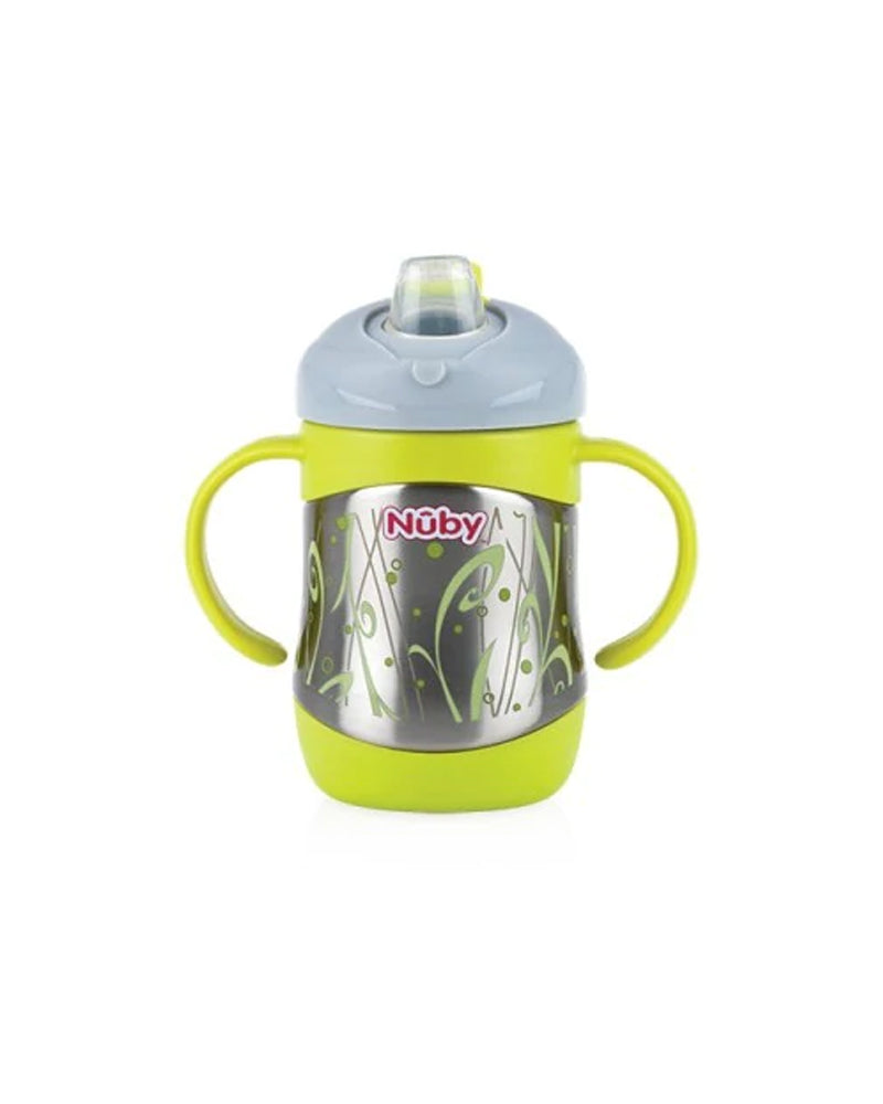 ترموس نوبي بنقشة جيو بمقابض وغطاء من السيليكون للأطفال من عمر 6 شهور فما فوق - 220 مل