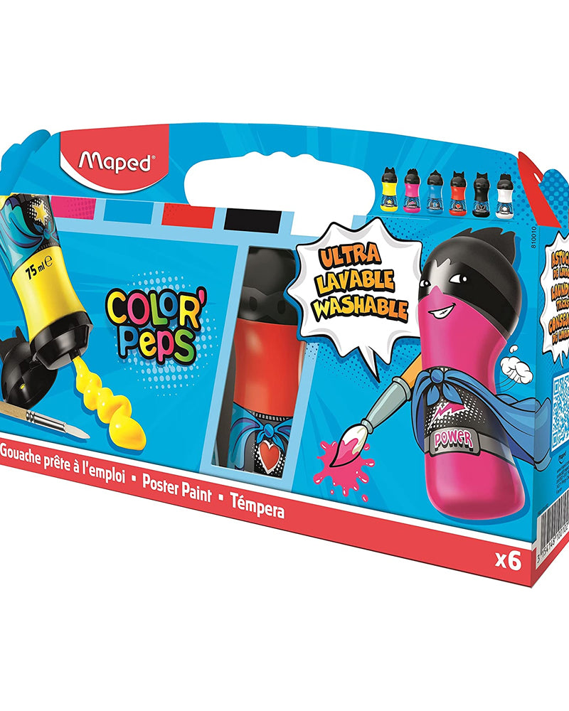 Maped Gouaches Color' Peps boîte de 6 flacons 75ml