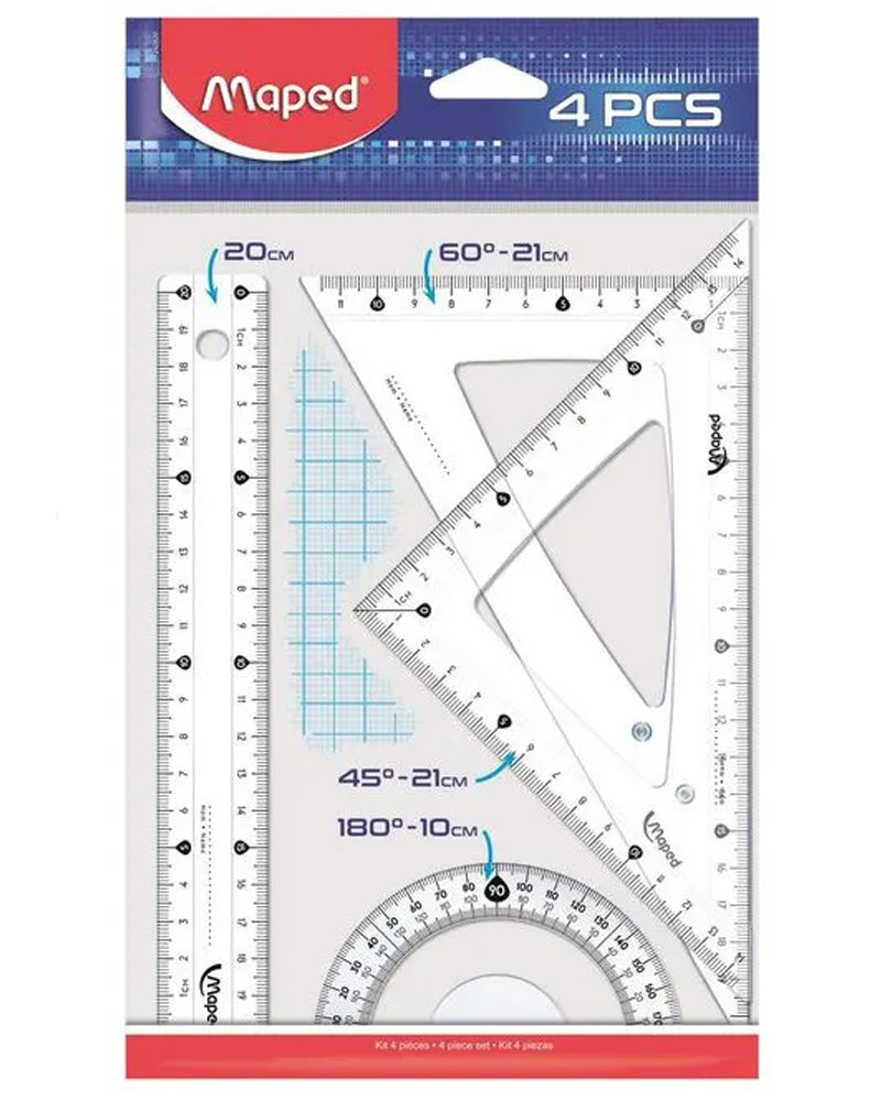 Maped Kit de Traçage 20cm 4 Pcs Geometric
