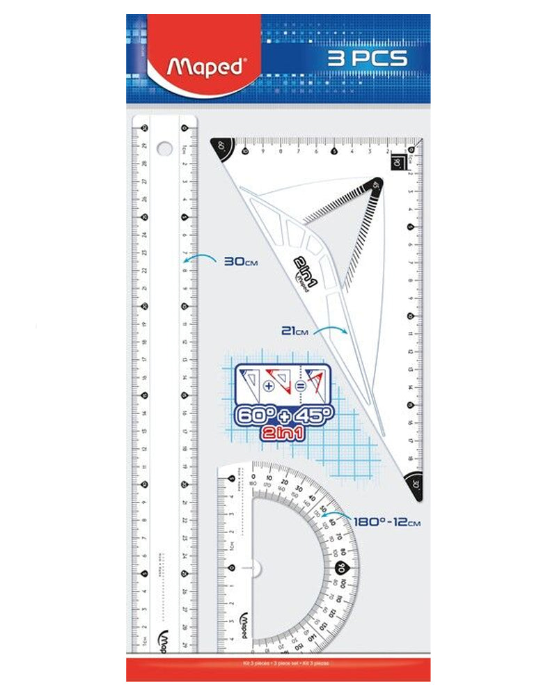 Maped Kit de Traçage 30cm 3 Pcs Geometric