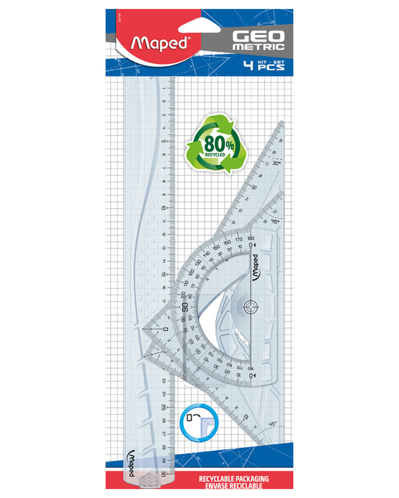 مابيد مجموعة رسم 30 سم هندسية من 4 قطع