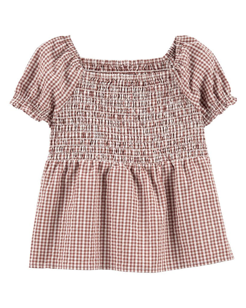 Haut Smocké À Imprimé Vichy OshKosh - Marron