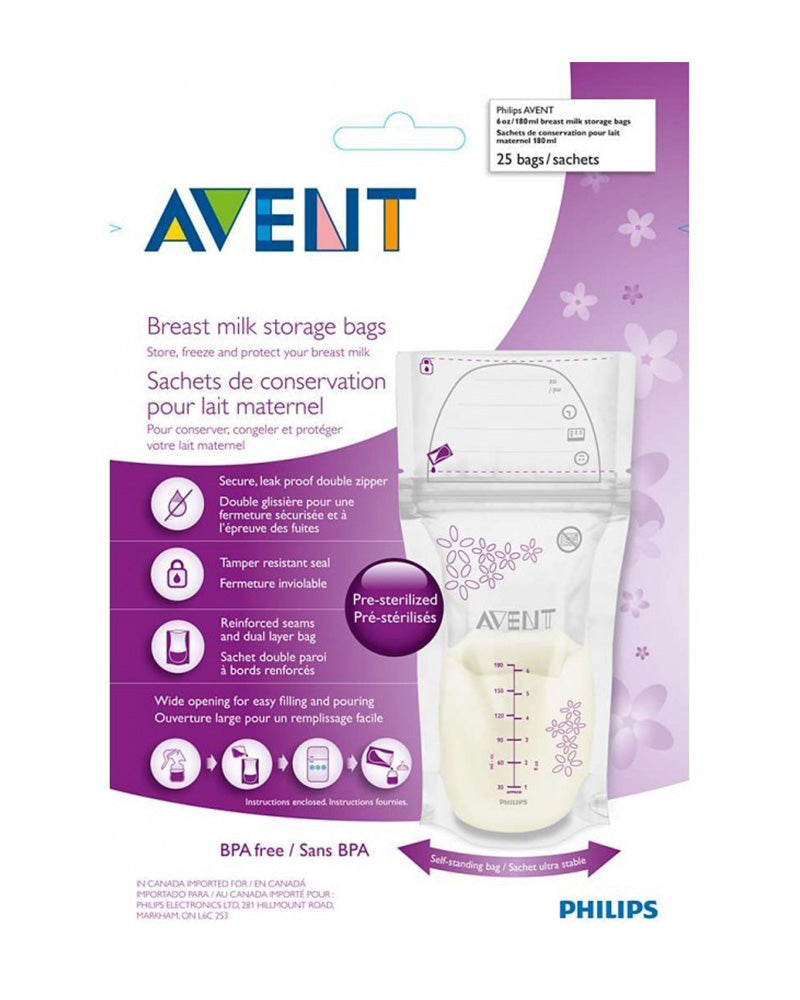Sachets de Conservation du Lait Maternel Avent 180ml - 25 Sachets