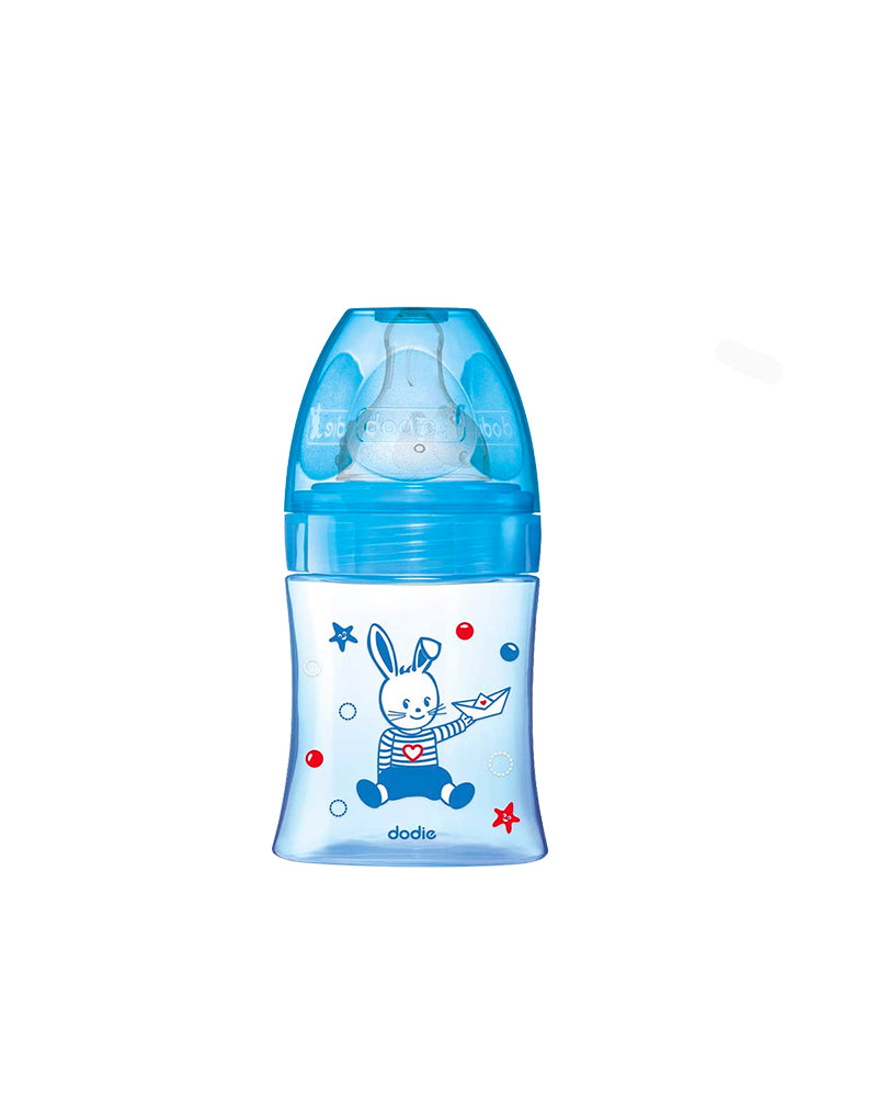 Biberon Dodie Anti-Colique Tétine Ronde 150ml (0-6m) - Bleu Bateau