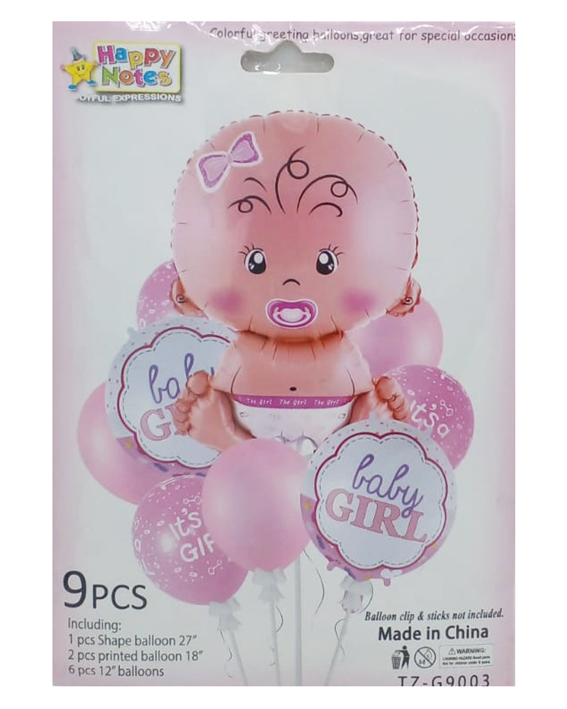 Pack Balloon It's Baby Girl 9 Pieces Decoration