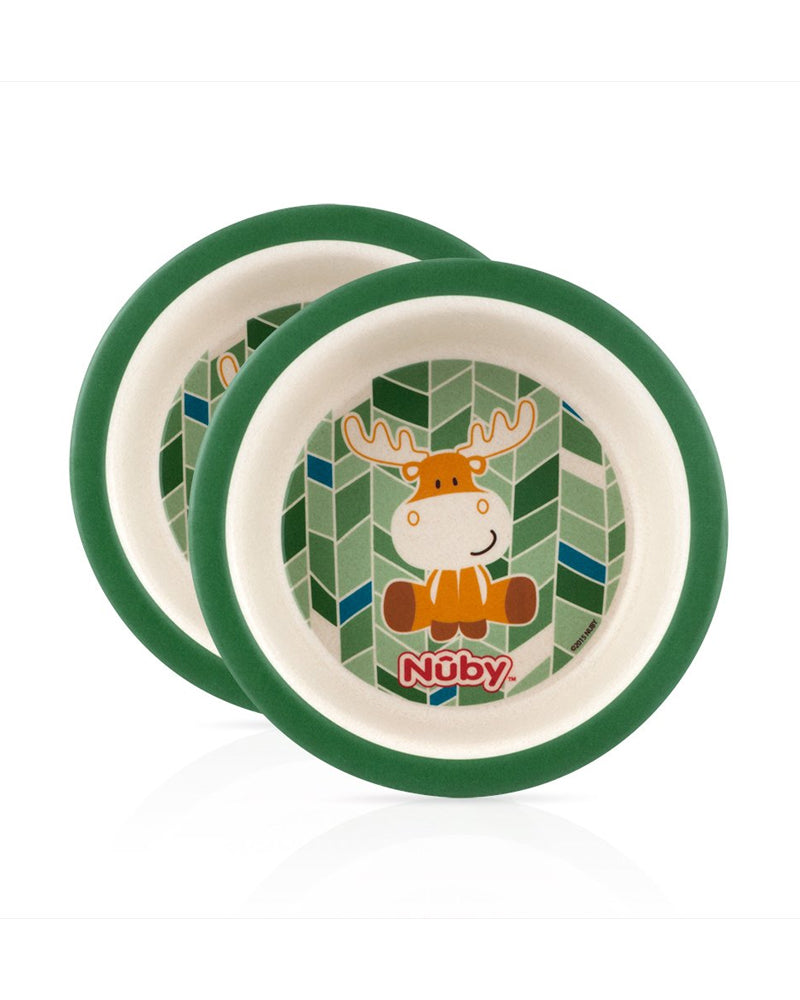 Nuby 2-Piece Bamboo Print Bowl - Green