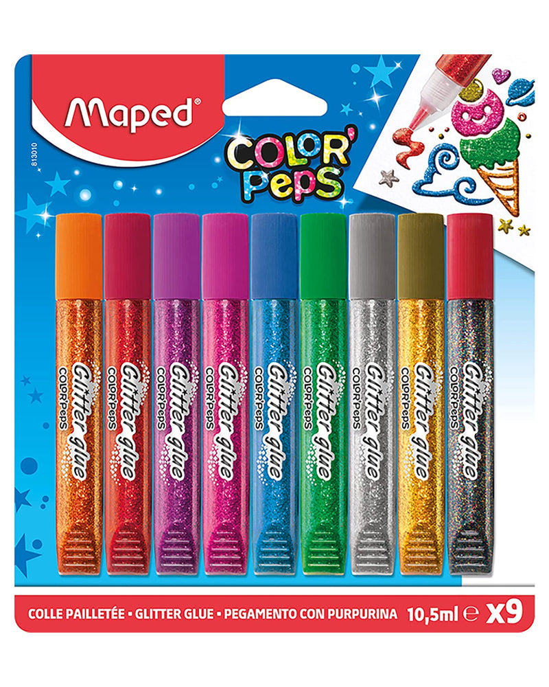 Maped Colle pailletée Blister de 9 tubes 10,5ml
