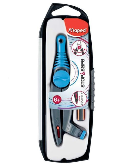 Maped Brújula Tope de lápiz y anillo de seguridad - Azul