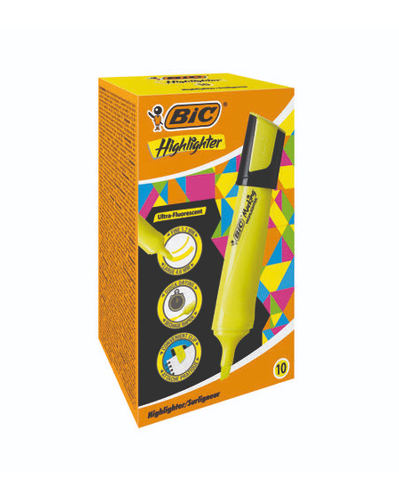 قلم تمييز بيك فلوريسنت بطرف مائل - أصفر