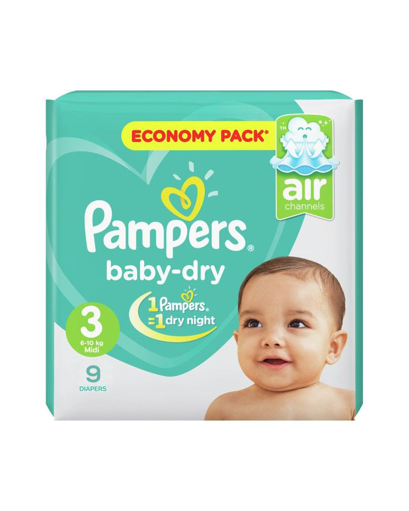 Pampers Baby-dry - Size 3 x 9 Diapers, 6-10 kg