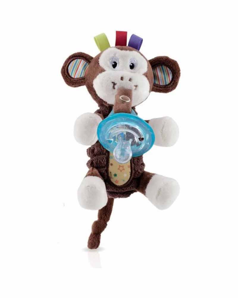 Nûby Naturel Flex +0m Monkey Plush with Pacifier - Red