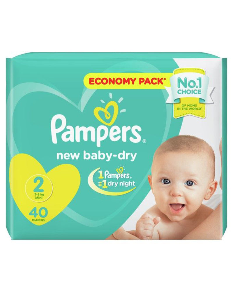 Pampers Baby-dry - Taille 2 x 40 Couches, 3-8 kg