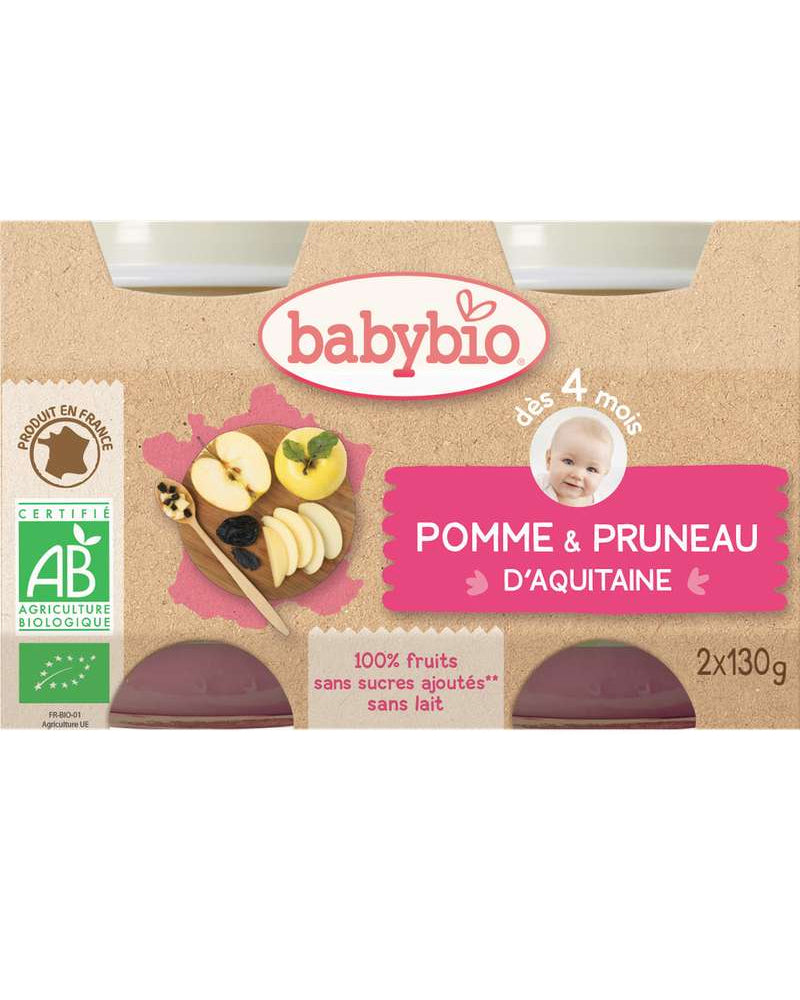 Petit pot Pommes, Abricot d'Occitanie & Céréales 2x130 g Babybio