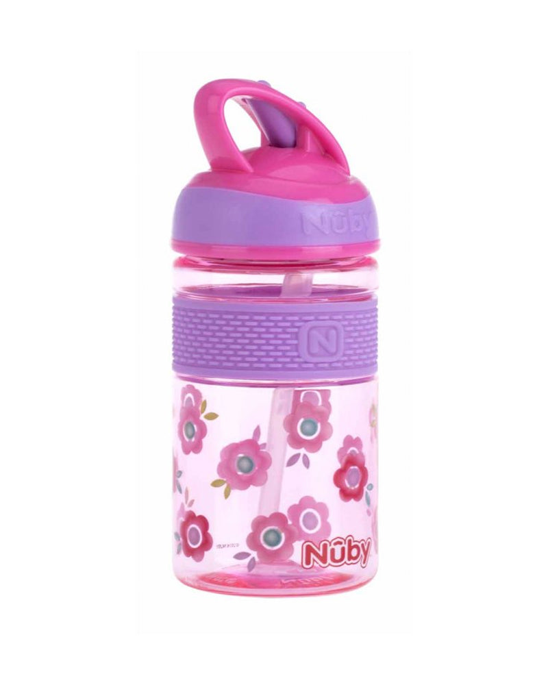 Nûby Botella de agua dura con pajita 2 en 1 de Tritan 360 ml 3 años+ - Rosa