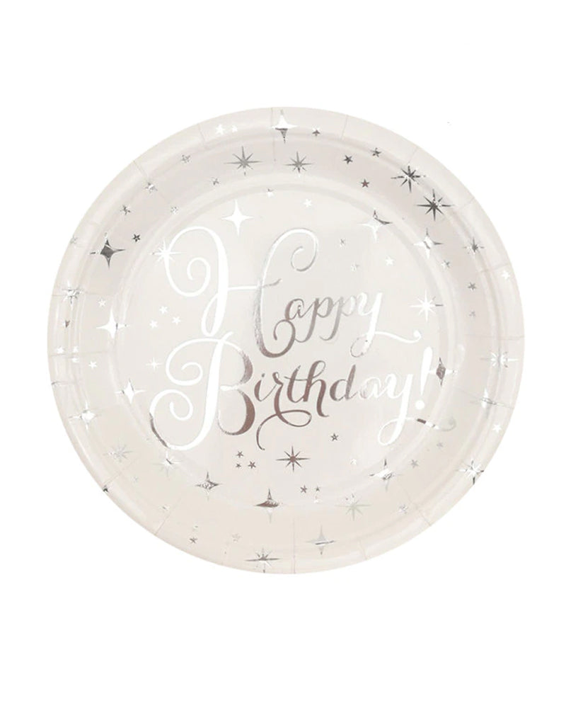 Assiettes Happy Birthday - Argenté