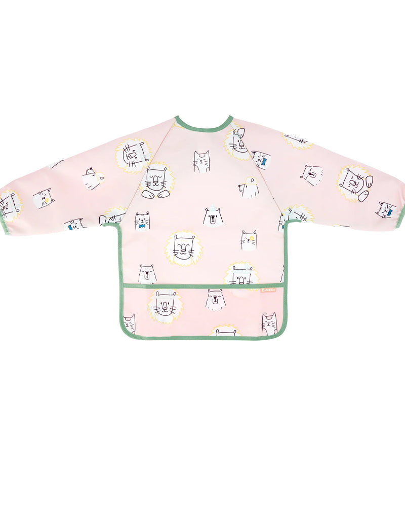 Badabulle Bavoir manches longues animaux - Rose