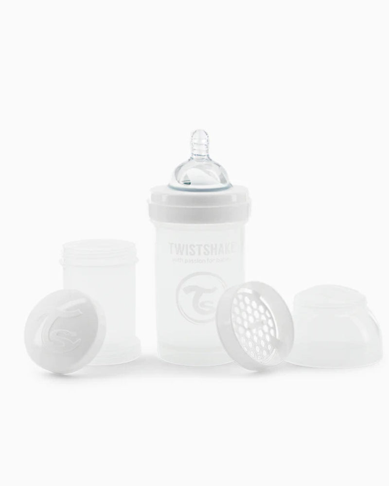Biberon Anti-Colique Twistshake 180ml 0M+ - Blanc