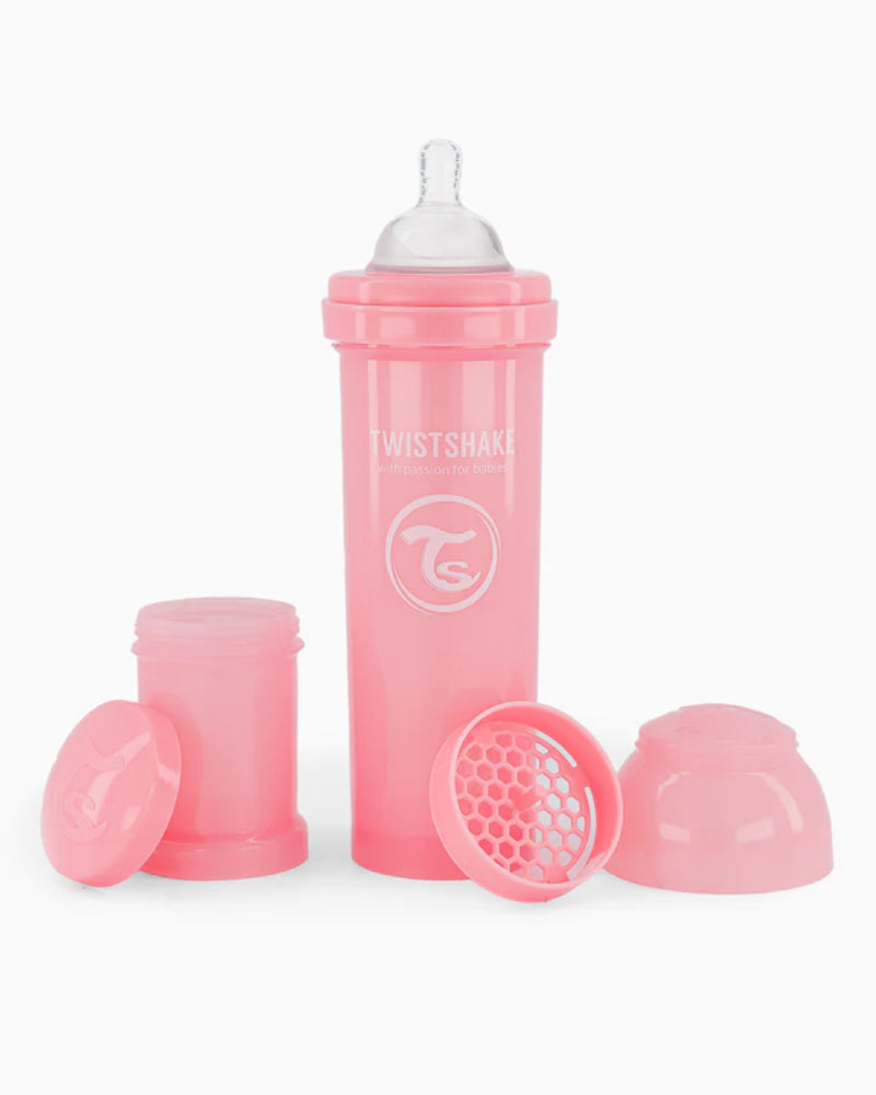 Biberon Anti-Colique Twistshake 330ml 4M+ - Rose
