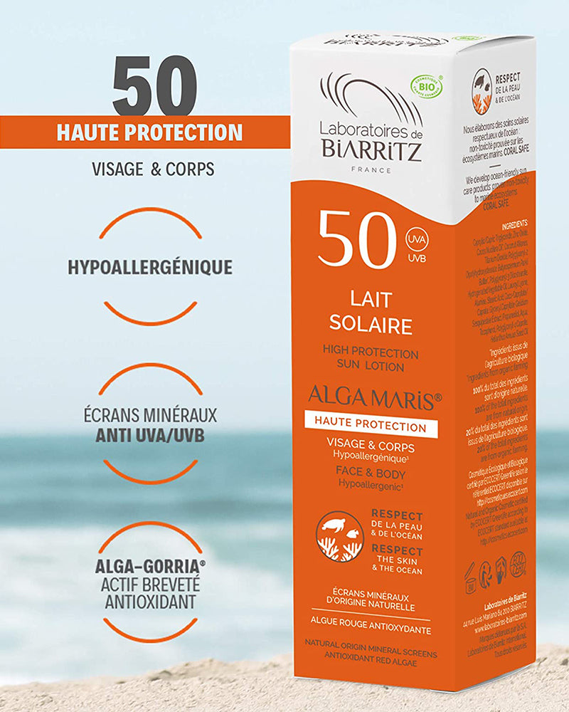 Laboratoires de Biarritz Certified Organic SPF50 Sunscreen Milk 100ml
