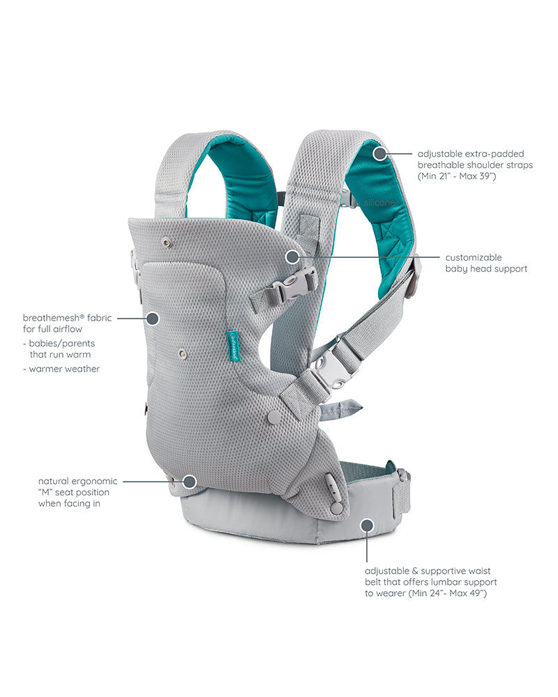 Infantino Porte-bébé Flip Light & Airy Ergonomique 4 en 1 Gris