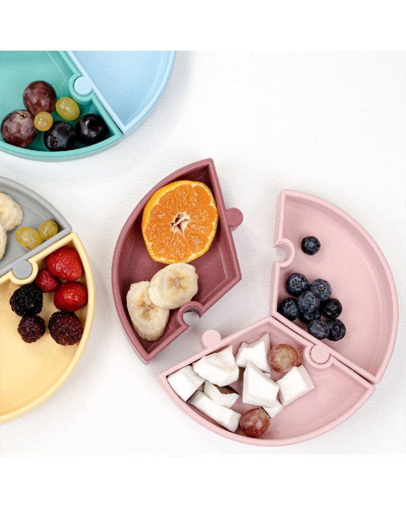 Assiette Puzzle MINIKOIOI avec Ventouse en Silicone – Rose