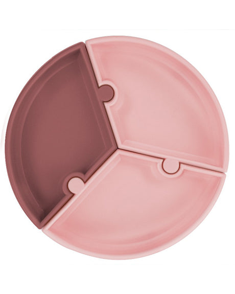Assiette Puzzle MINIKOIOI avec Ventouse en Silicone – Rose