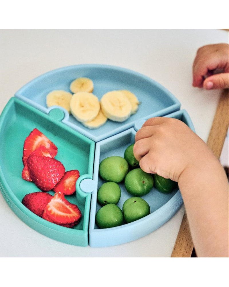 Assiette Puzzle MINIKOIOI avec Ventouse en Silicone – Bleue