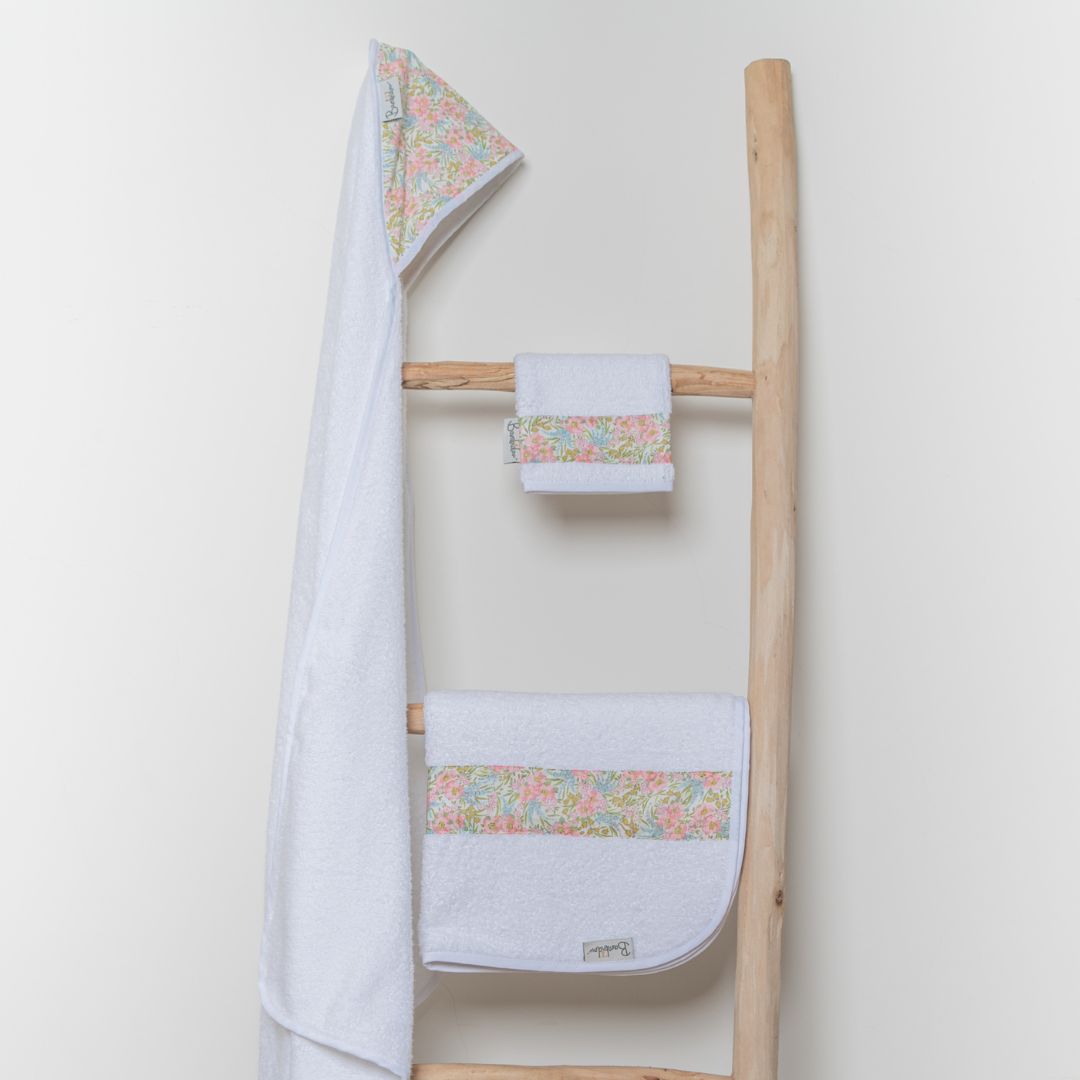 Bambidou Pack Maxi Cape de Bain 100 x 100 cm Lilibet - Rose Liberty