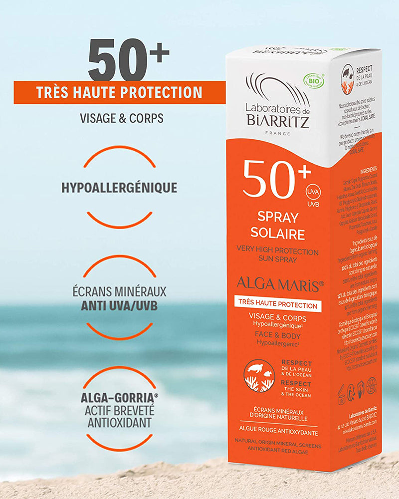 SPF50+ Certified Organic Sunscreen Spray 100ml - Laboratoires de Biarritz