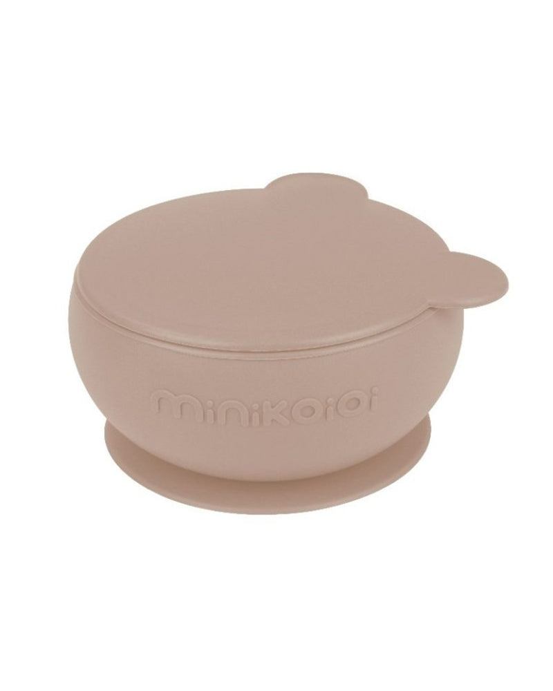 Bol avec Couvercle et Ventouse MINIKOIOI en Silicone – Beige