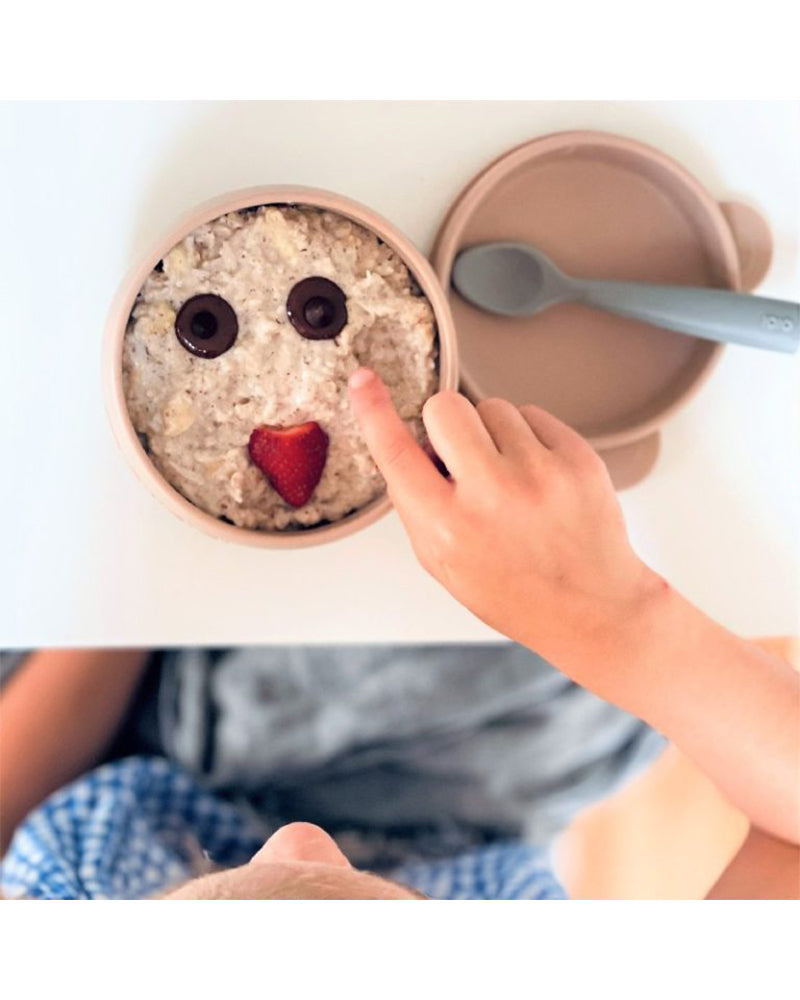 Bol avec Couvercle et Ventouse MINIKOIOI en Silicone – Beige