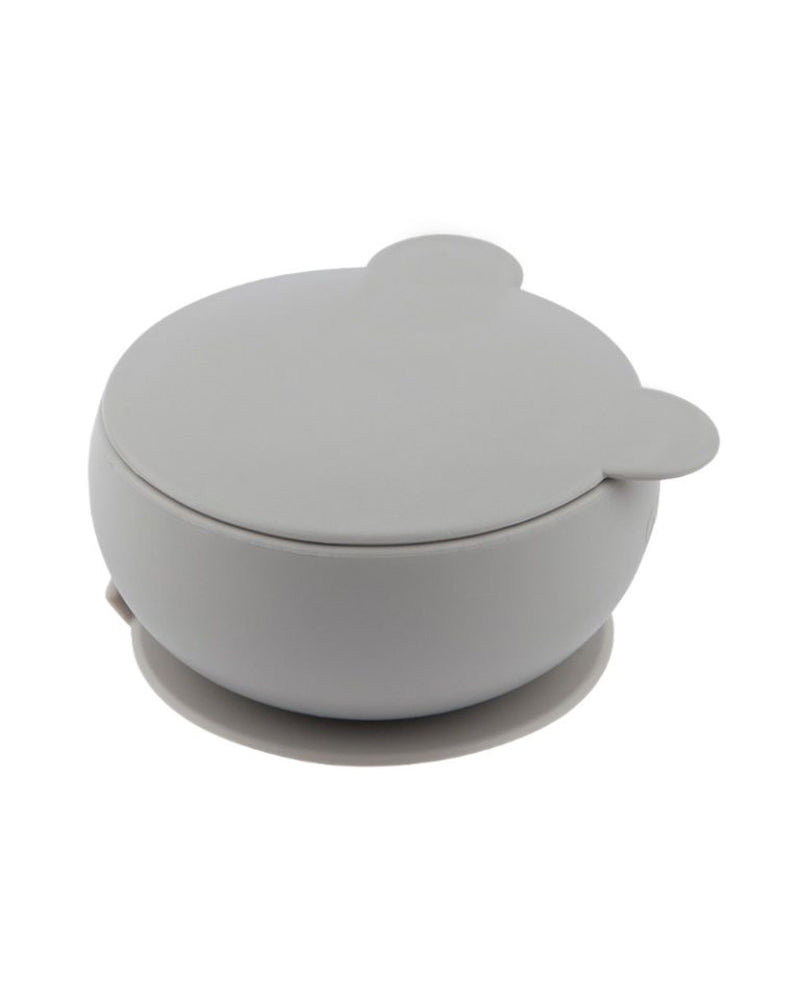 MINIKOIOI Silicone Bowl with Lid and Suction Cup - Grey