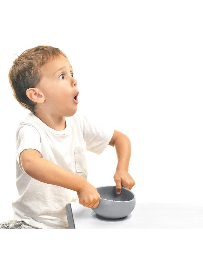 MINIKOIOI Silicone Bowl with Lid and Suction Cup - Grey