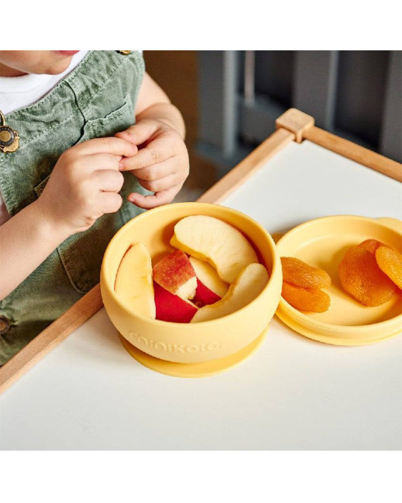 MINIKOIOI Silicone Bowl with Lid and Suction Cup - Yellow