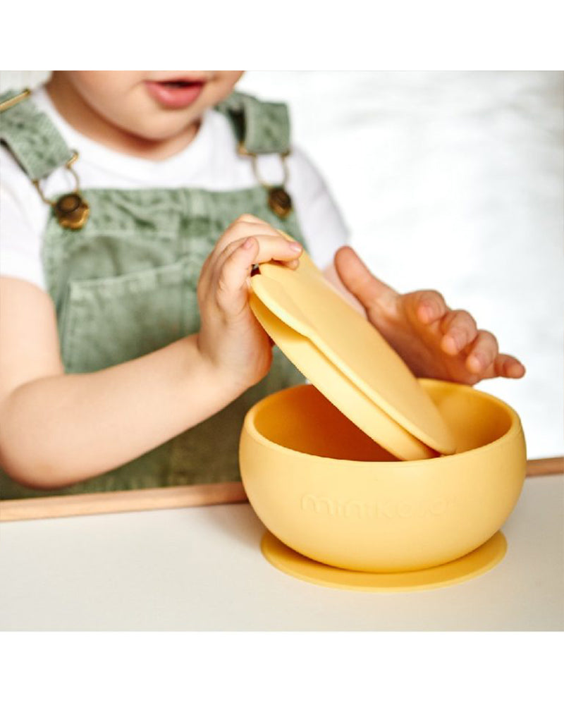 MINIKOIOI Silicone Bowl with Lid and Suction Cup - Yellow
