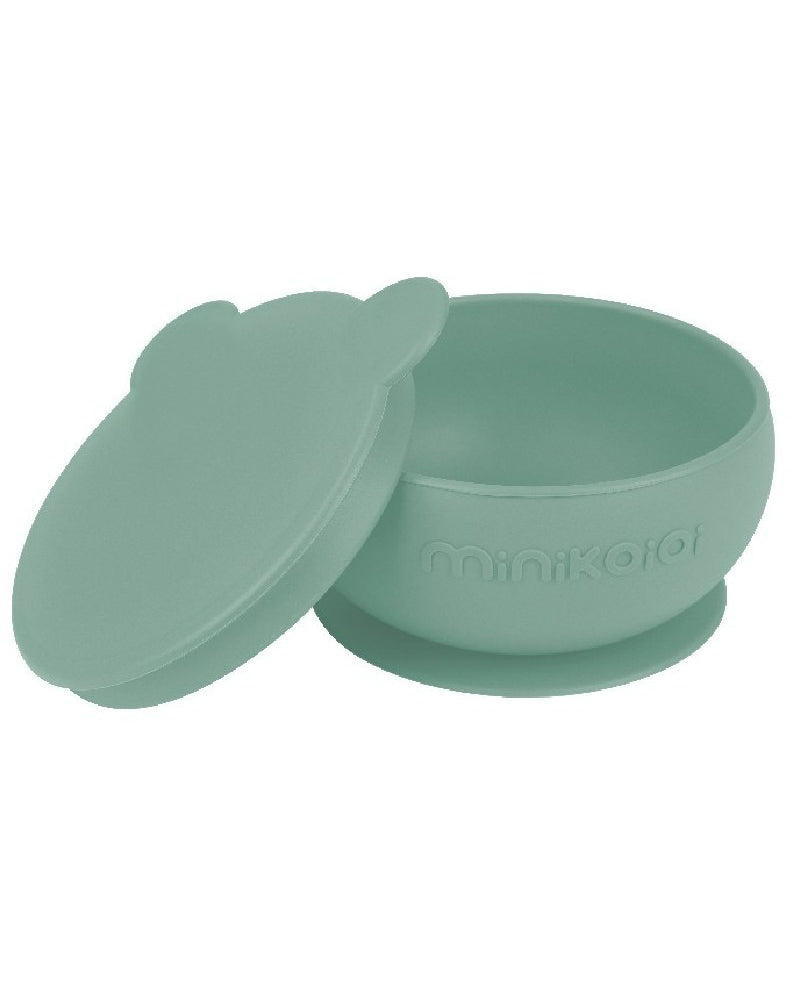 MINIKOIOI Silicone Bowl with Lid and Suction Cup - River Green