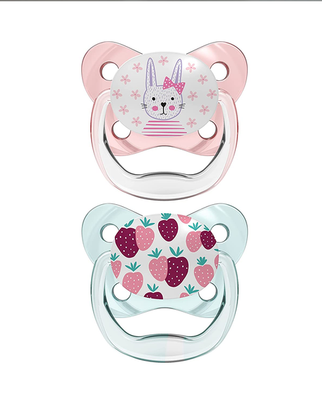 Dr. Brown's Pack of 2 Orthodontic Pacifiers Stage1 0-6M - Rabbit Strawberry