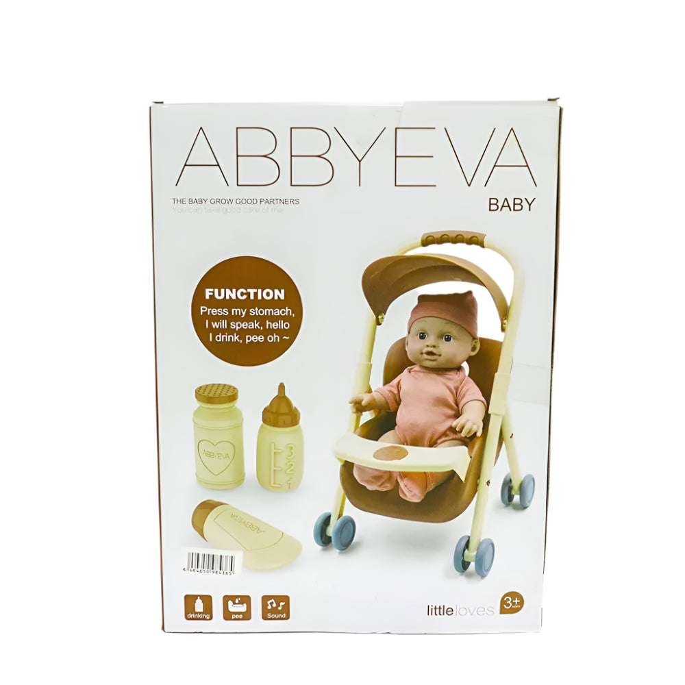 Poupée Reborn Bébé avec Poussette Marron