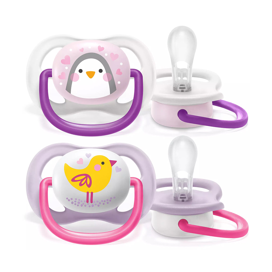 Avent Lot de 2 Sucettes Orthodontiques Ultra Air Animals 0-6m Fille