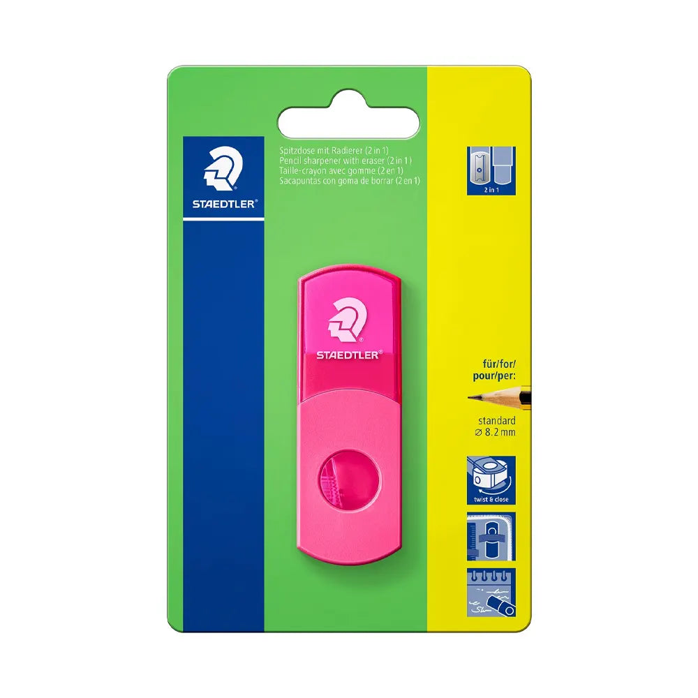 Staedtler® 2-in-1 Pencil Sharpener with Eraser, Neon Pink Color