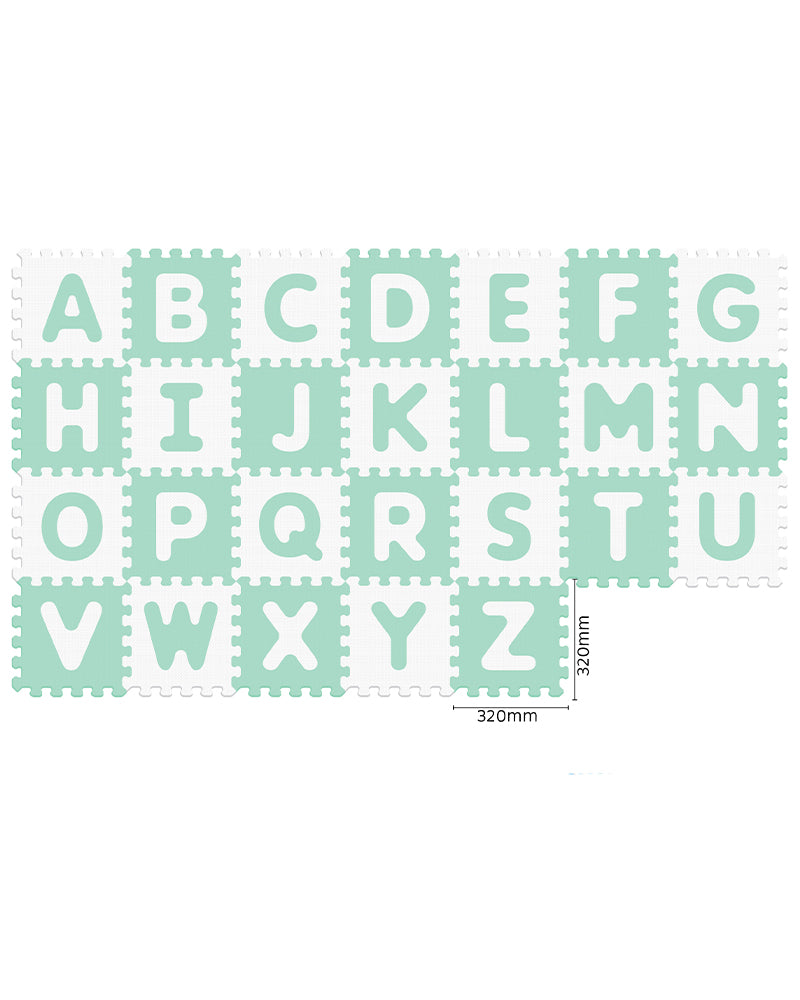Sunta Tapis Puzzle Alphabets 26 Pièces Souple Antibactérien - Vert & Blanc