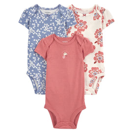 Lot de 3 Bodies à Manches Courtes Carter's - Floral
