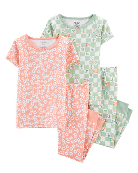 Pyjama 4 pièces en coton Carter's - Vert Fleur