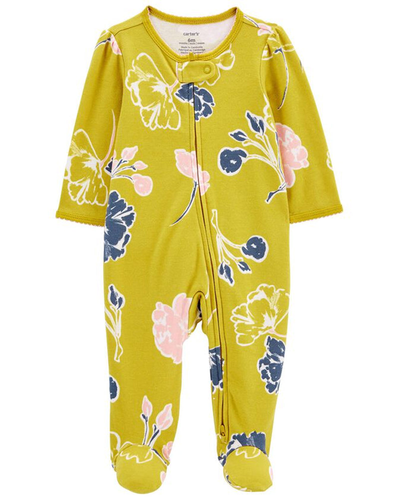 Grenouillère À Fleurs en Coton 2-Way Zip Bébé Carter's - Jaune